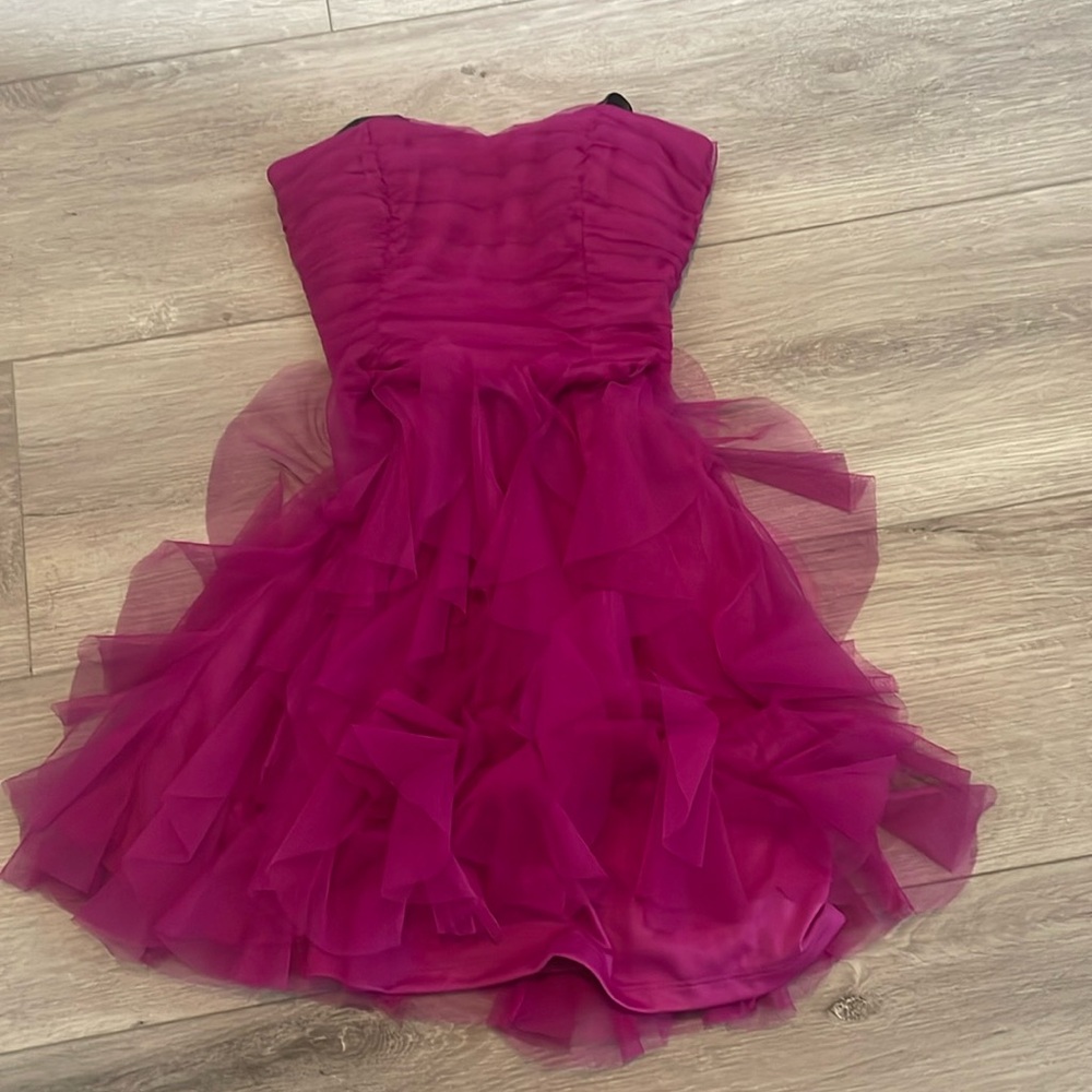 Macy’s fuchsia strapless cocktail dress